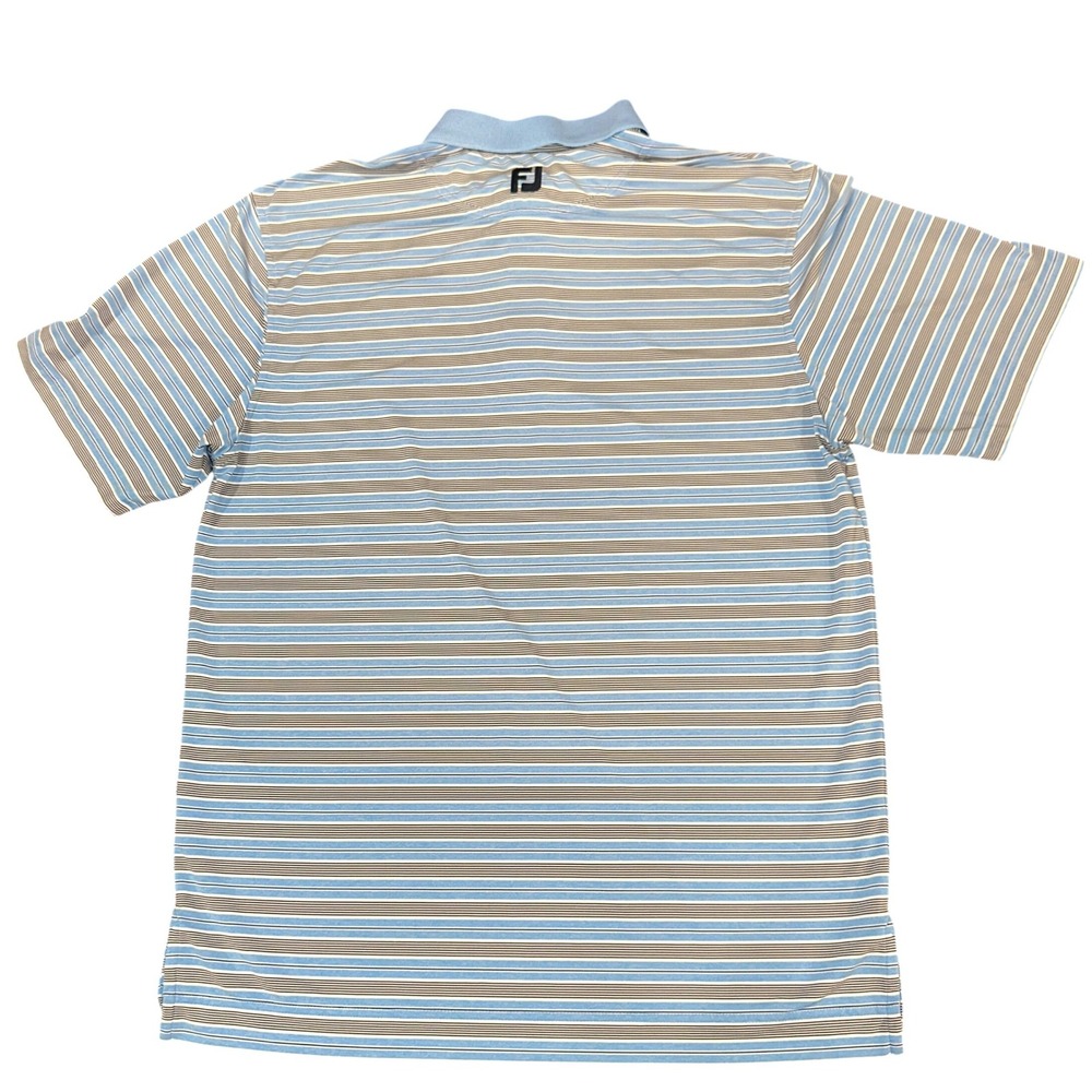 FootJoy Mens Blue Striped Performance Golf Polo Shirt Size M‎ Willow Tree Logo - Picture 3 of 10